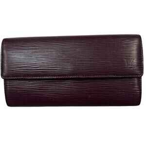 Louis Vuitton Long Purple Epi Long Wallet with pink interior
